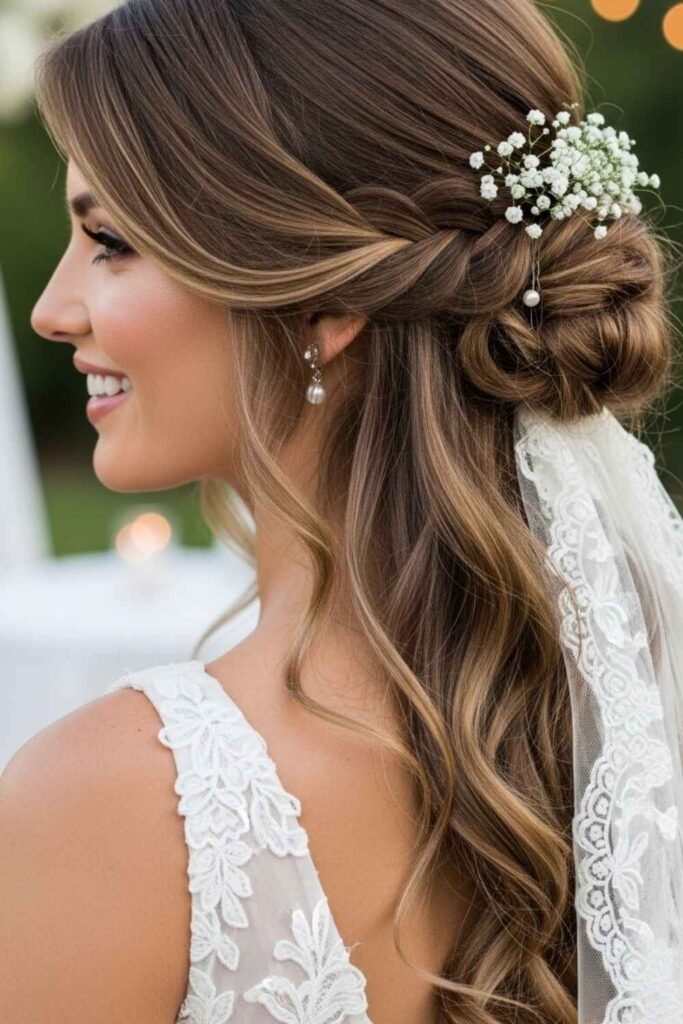 Budget Friendly Half Up Half Down Bridal Hairstyle Ideas