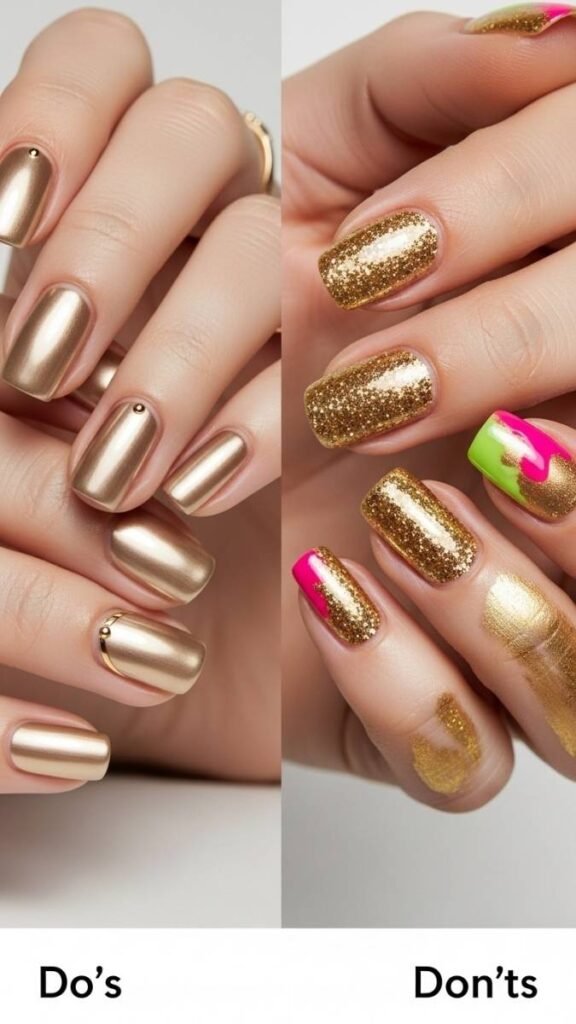 Do's and Don'ts of Gold Nail Designs
