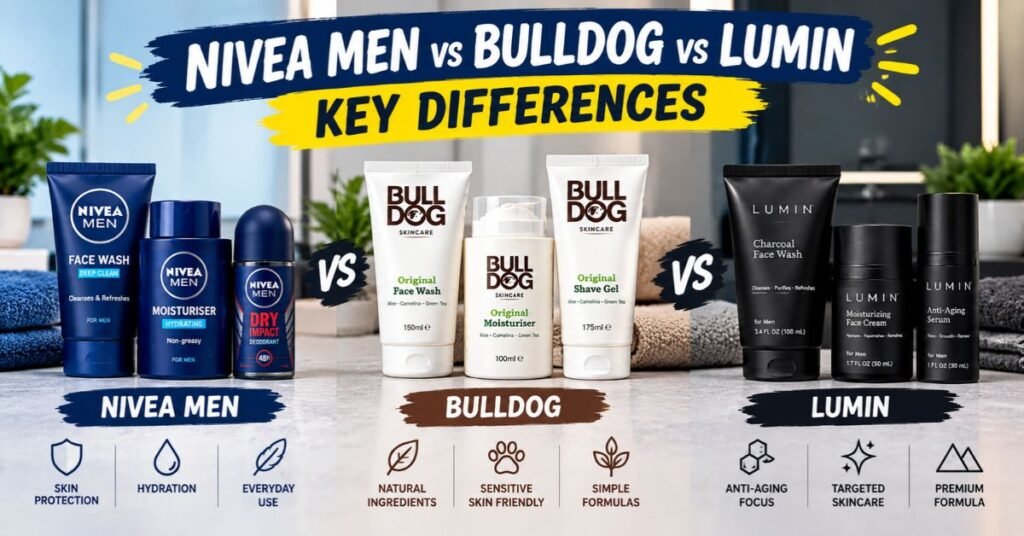 Nivea Men vs Bulldog vs Lumin Key Differences